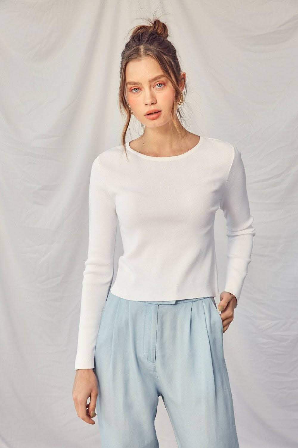 Idem Ditto Twisted Backless Long Sleeve Knit Top - Love Salve