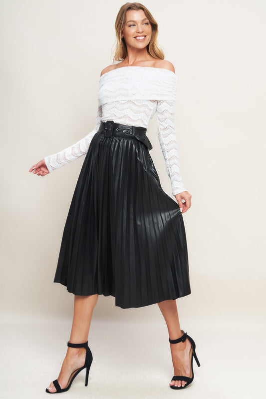 YOU FILL MY LIFE WITH LEATHER MIDI SKIRT Flying Tomato