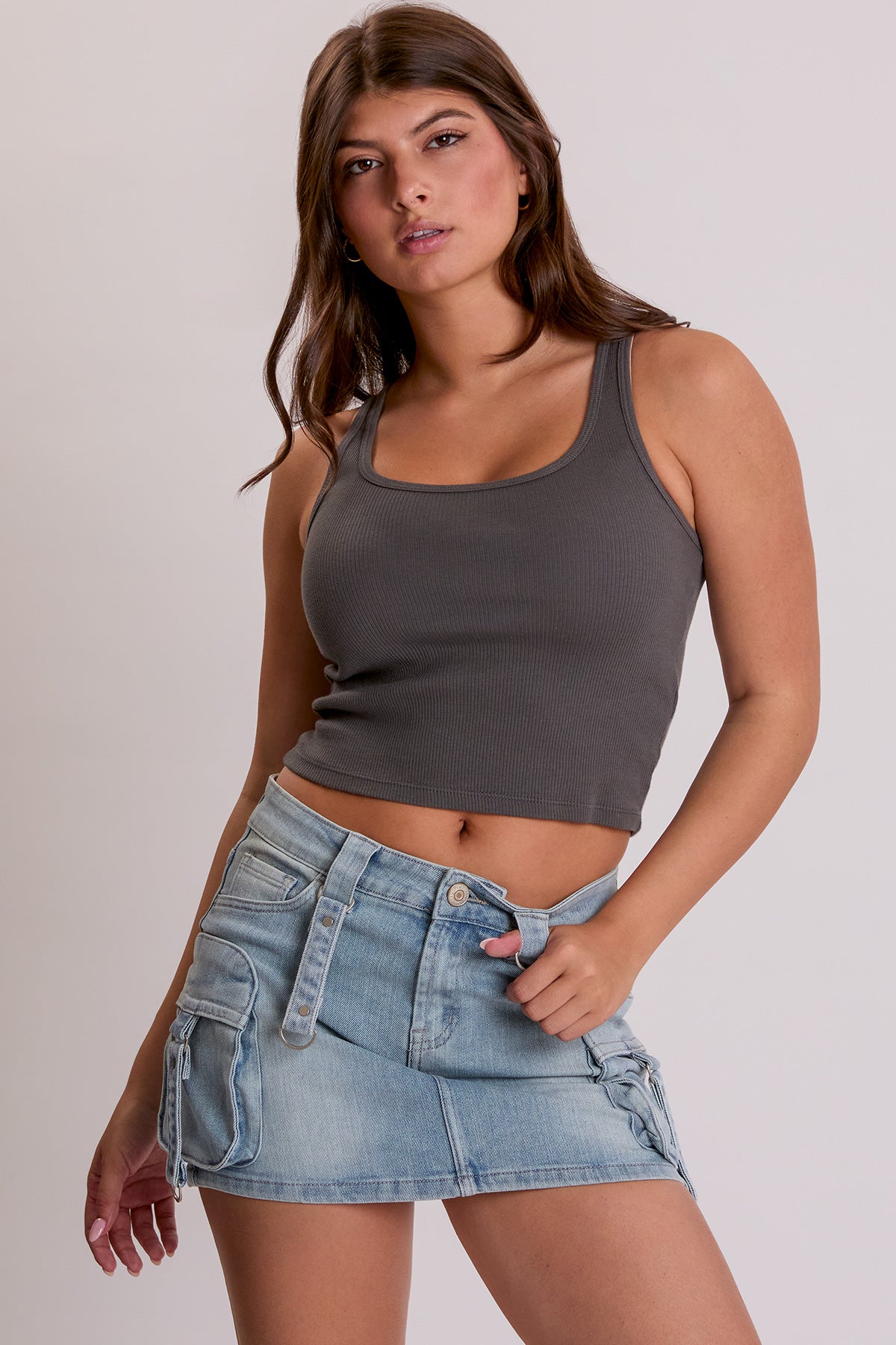 YMI JEANS: Mini Cargo Skirt w/ Straps