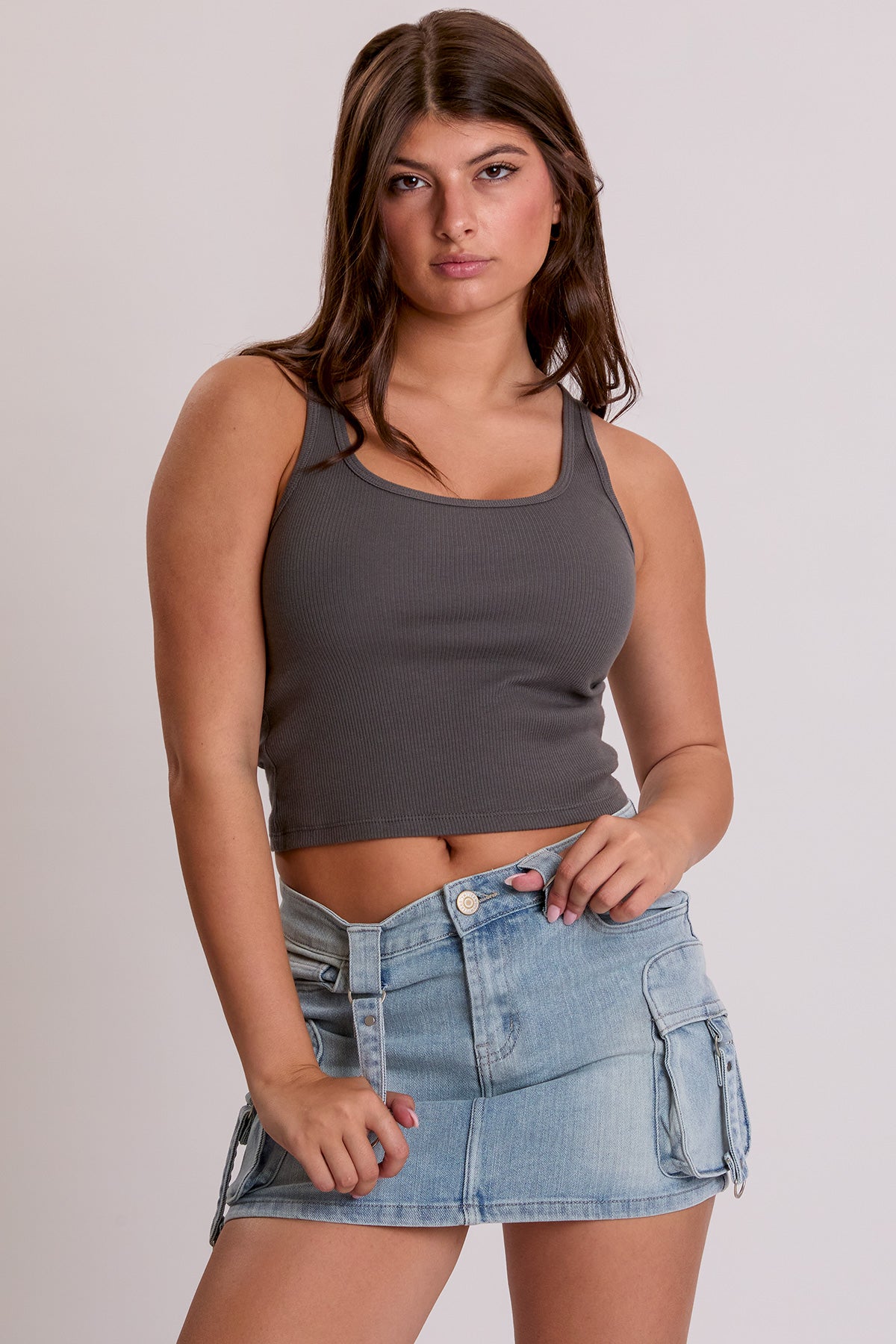 YMI JEANS: Mini Cargo Skirt w/ Straps