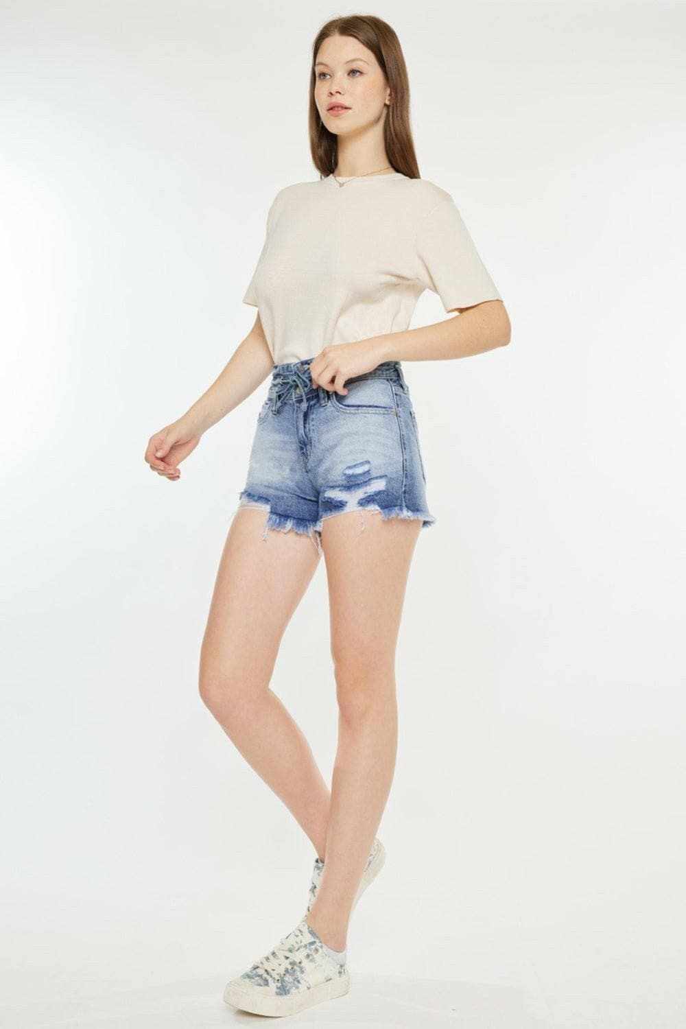 Kancan high rise frayed hem shorts - Love Salve