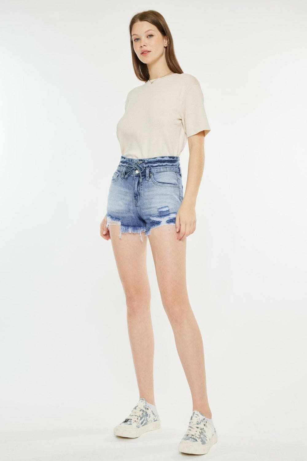 Kancan high rise frayed hem shorts - Love Salve