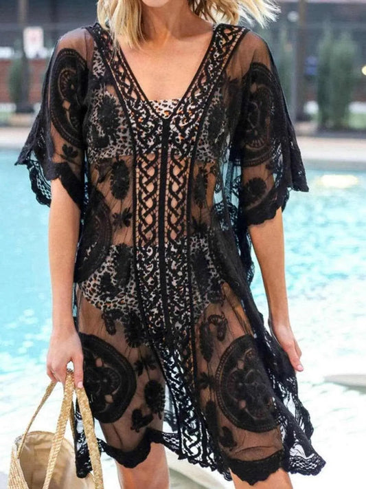 Lace v-neck beach cover-up - Love Salve