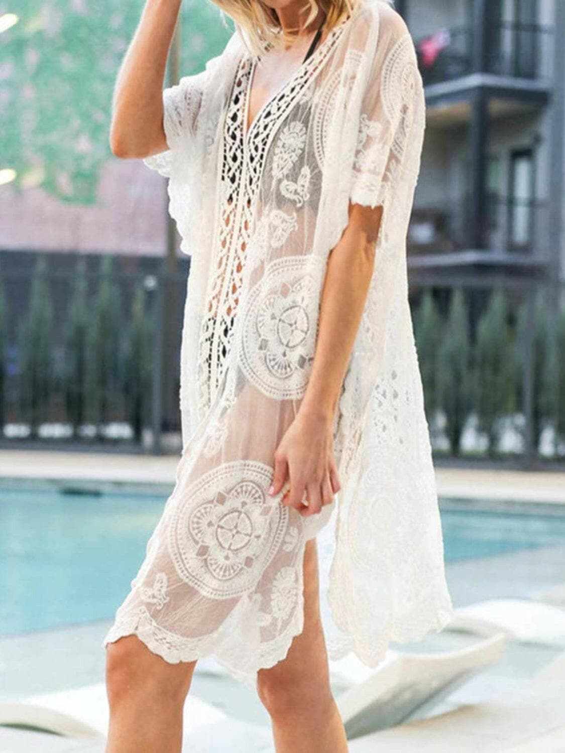 Lace v-neck beach cover-up - Love Salve