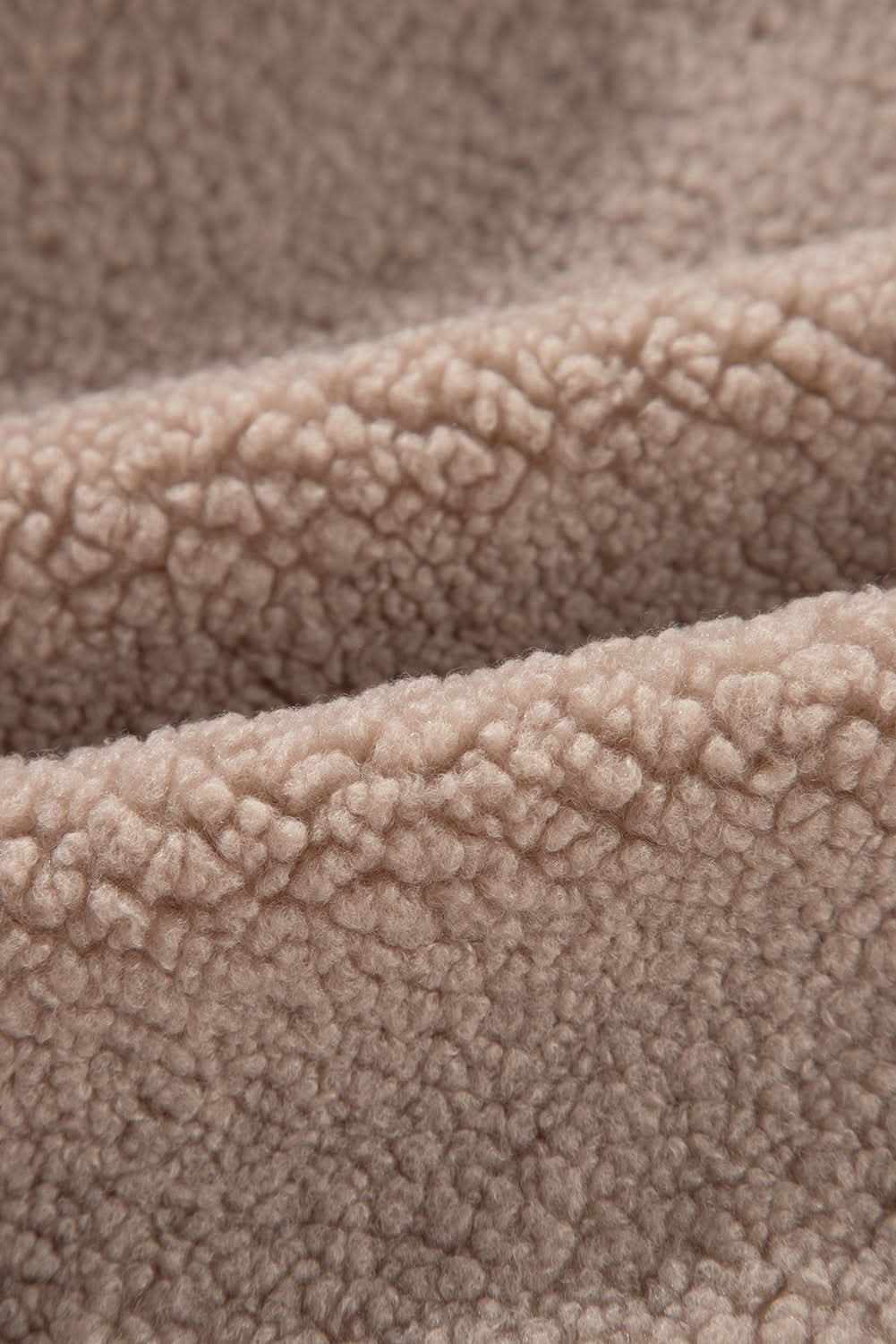 Light French Beige Zipper Pocketed Winter Fuzzy Jacket - Love Salve