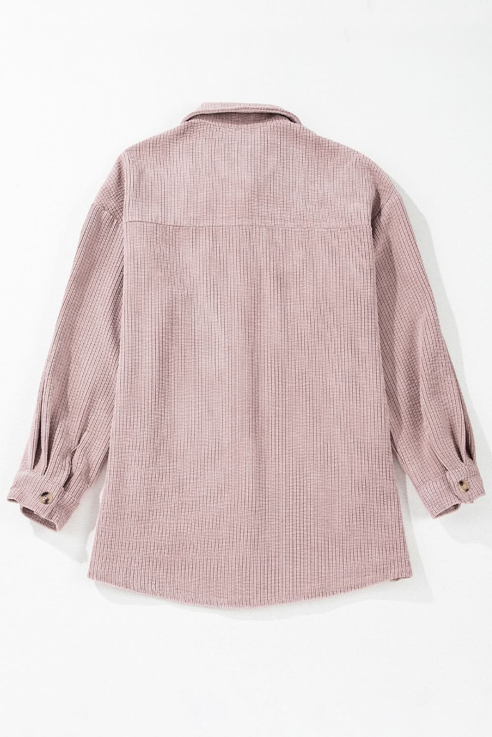 Light Pink Corduroy Flap Pocket Button Up Shacket - Love Salve