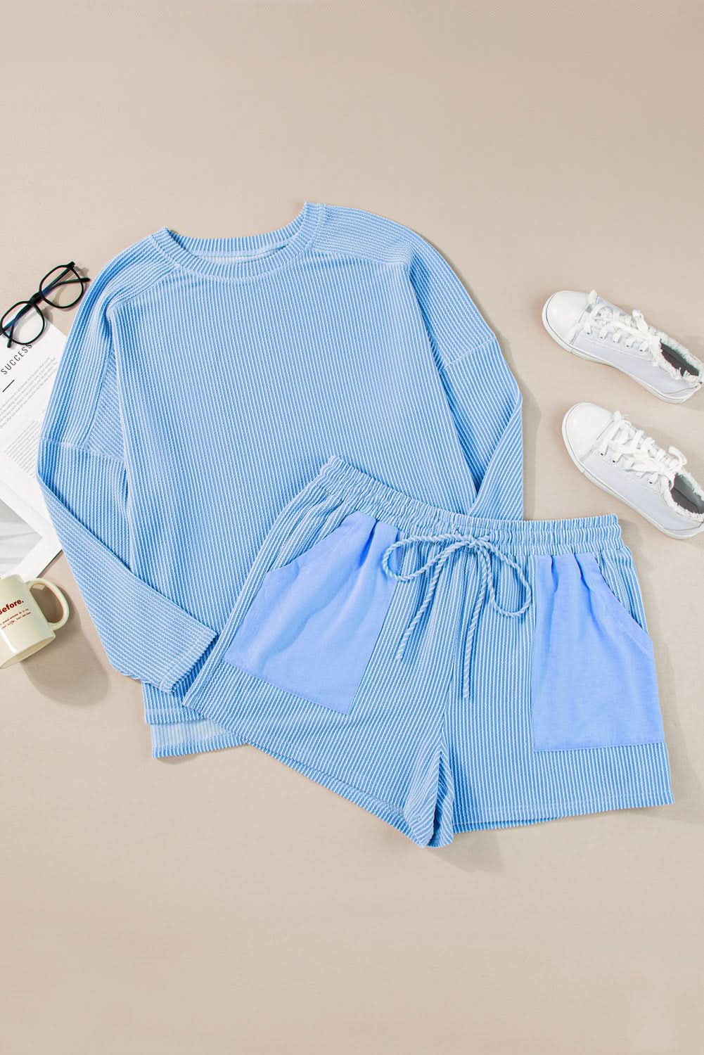 Light blue plus size lounge set - Love Salve