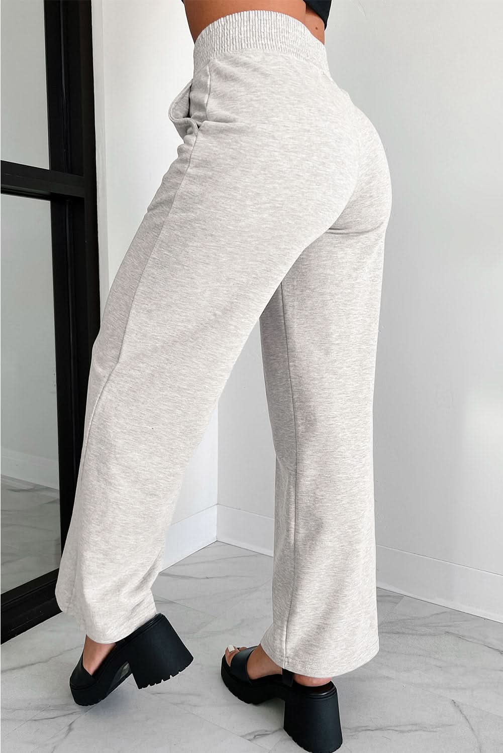 Light grey wide leg lounge pants - Love Salve