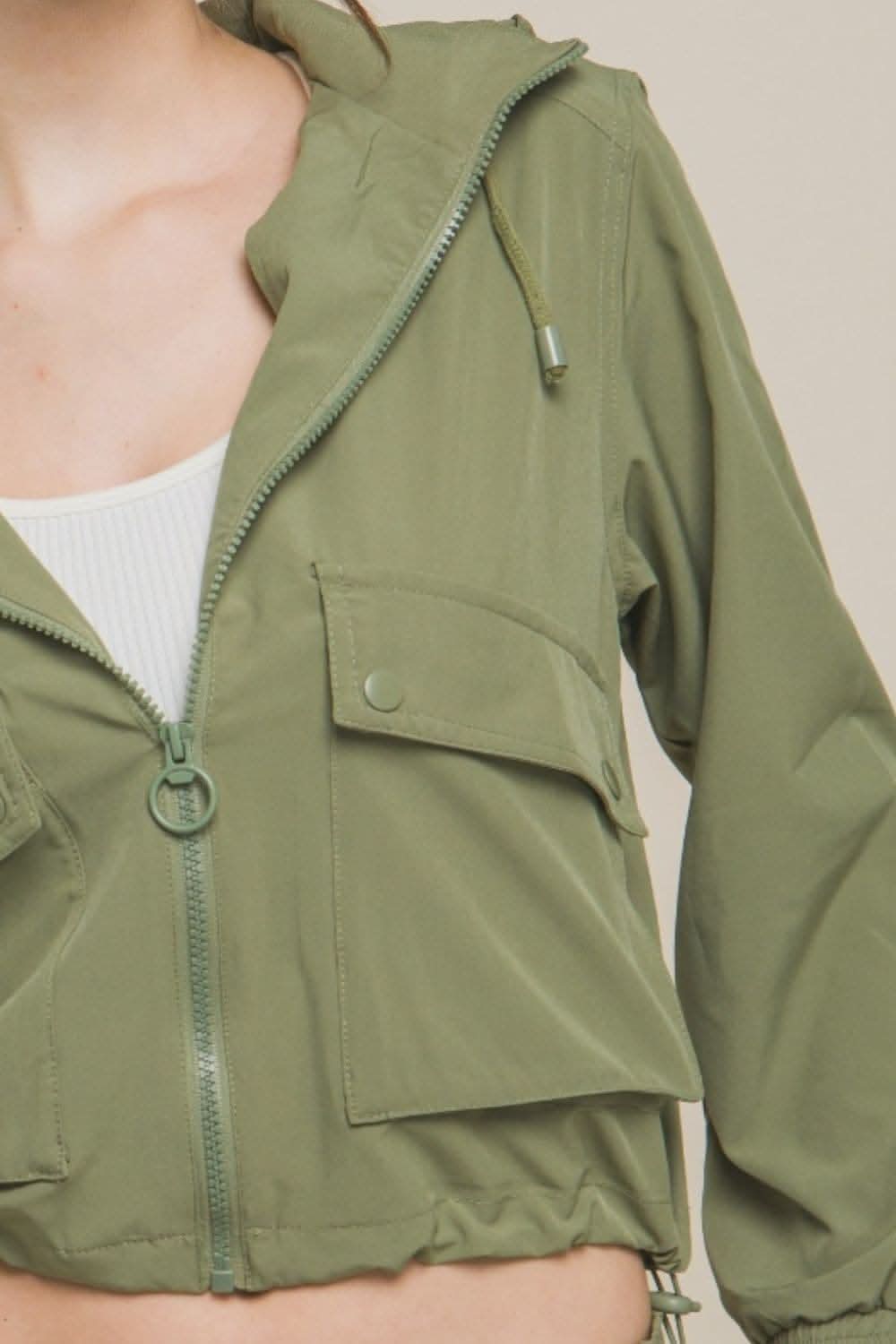 Love Tree Drawstring Hem Hooded Zip-Up Jacket - Love Salve