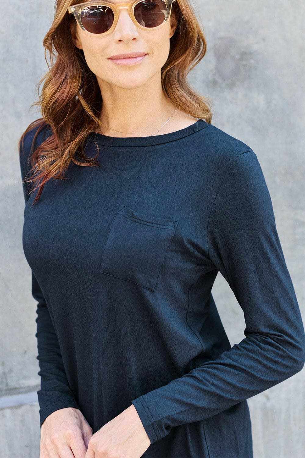 Luxe long sleeve top with pockets