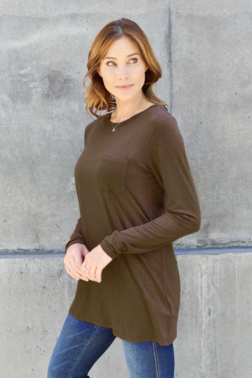 Luxe long sleeve top with pockets