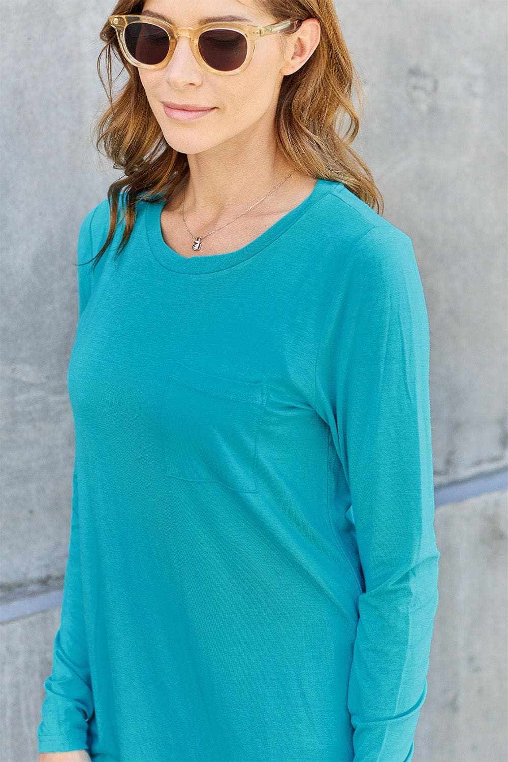 Luxe long sleeve top with pockets