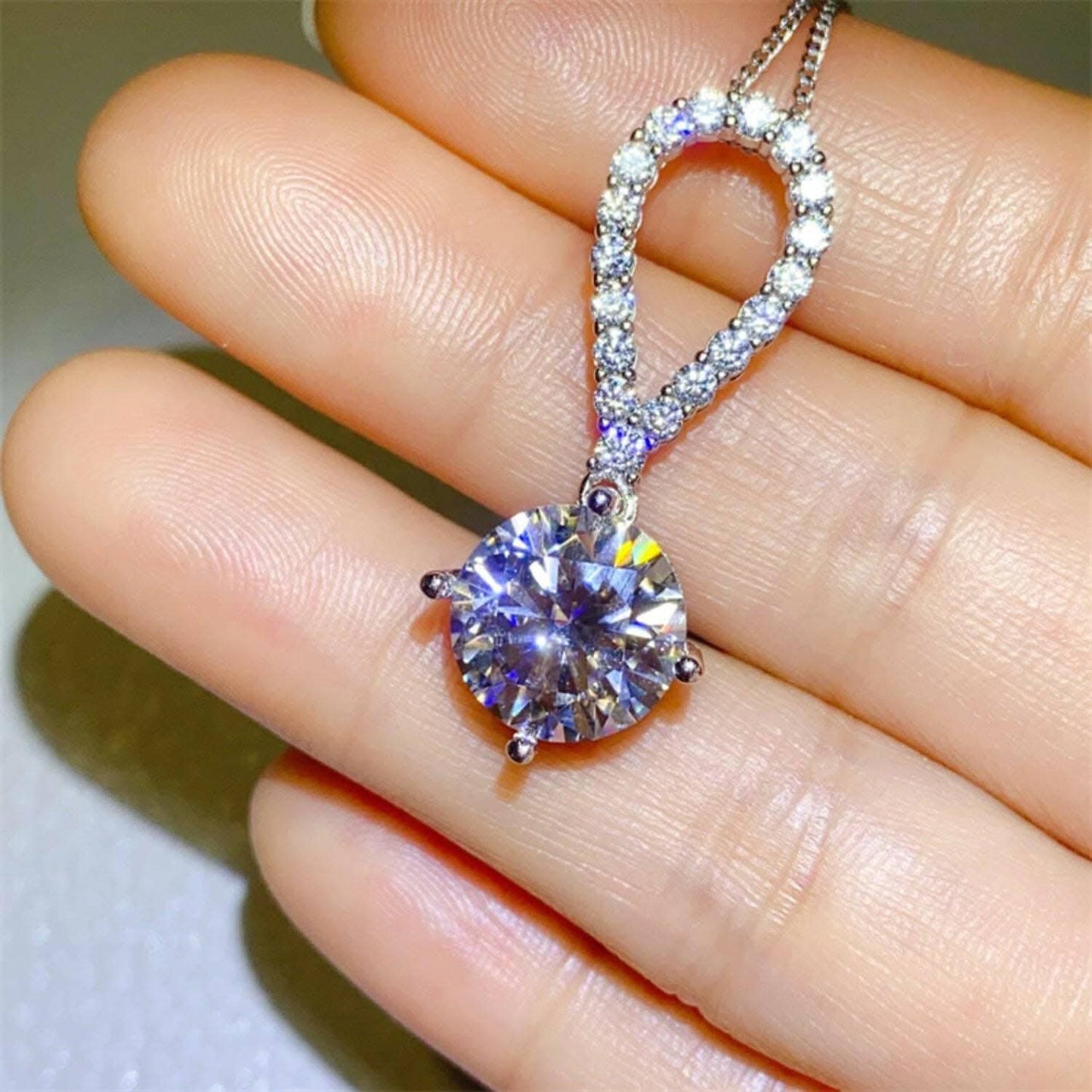 Luxurious Moissanite Teardrop Necklace