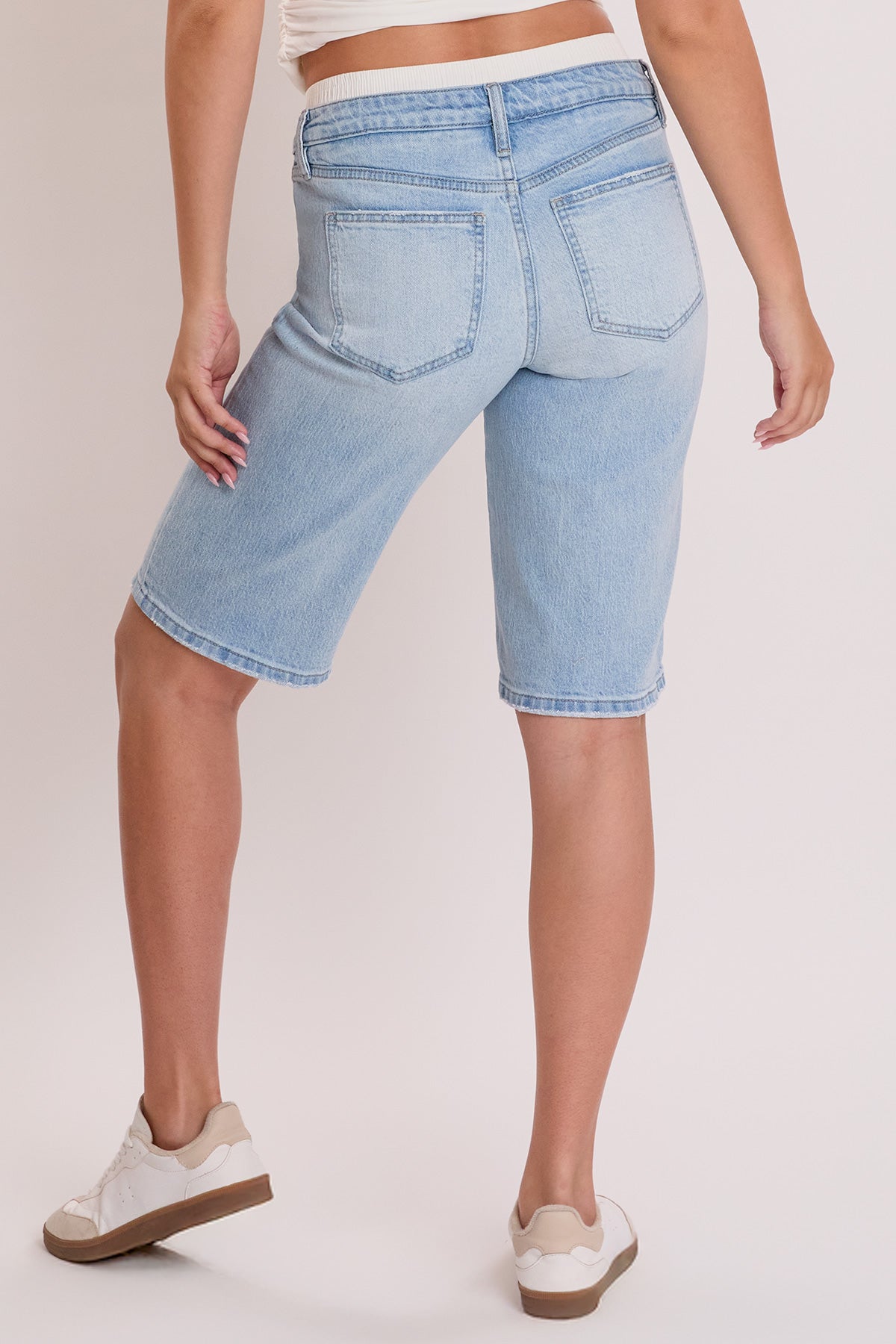 YMI JEANS: Mid-Rise Denim Shorts w/Boxer