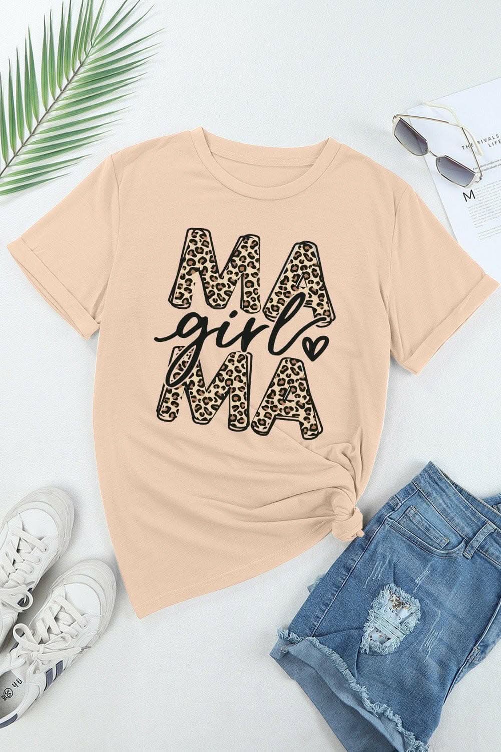 Mama girl printed crew neck tee - Love Salve