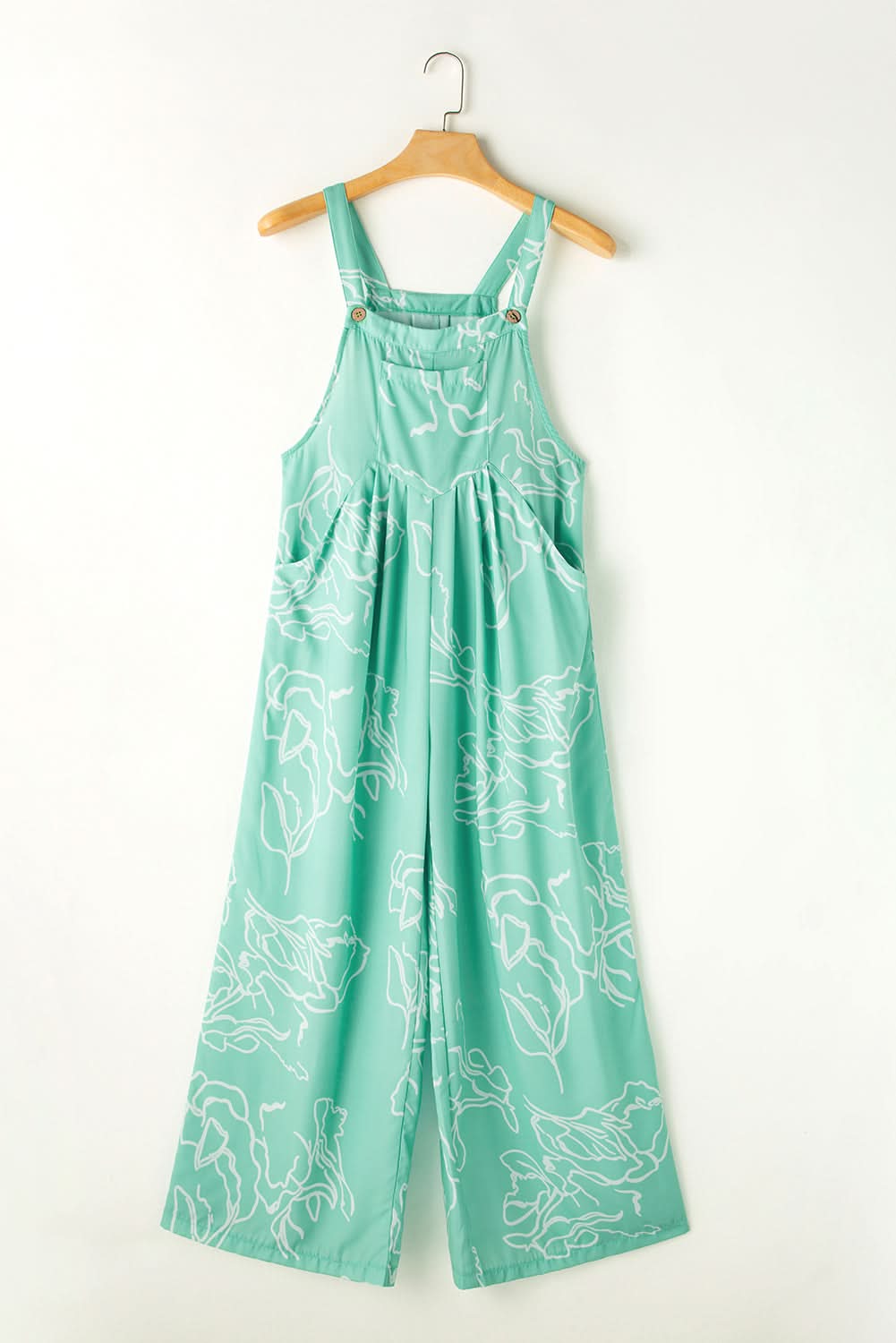 Moonlight Jade Printed Bib Wide Leg Overalls - Love Salve