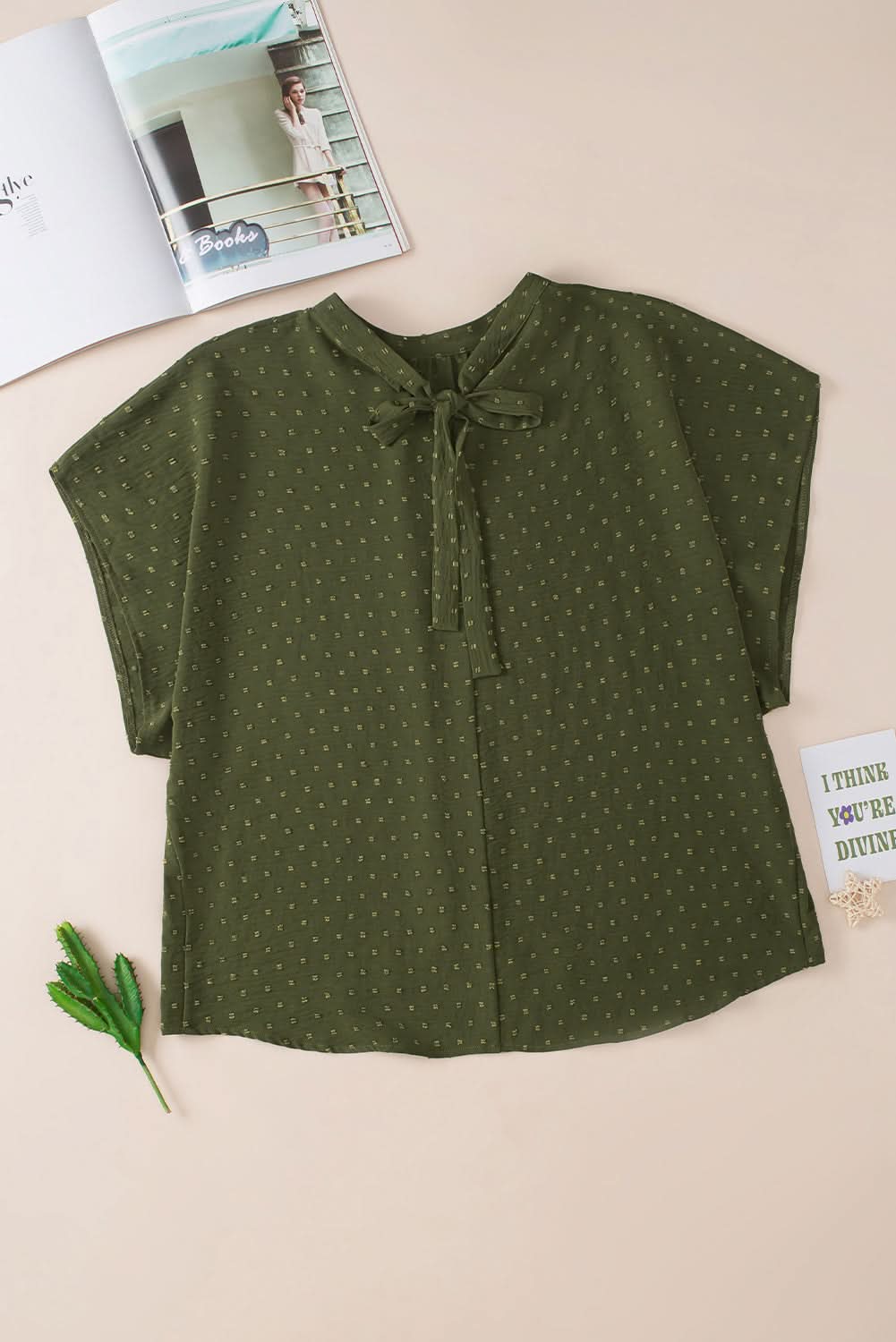 Moss green plus size swiss dot top - Love Salve