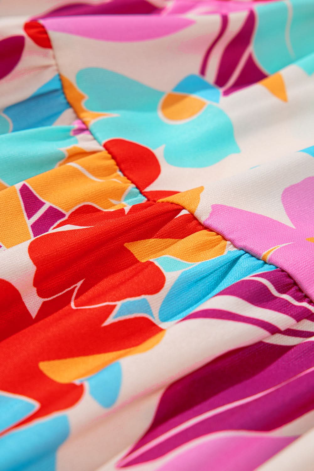 Multicolour Floral Tiered V Neck Plus Dress - Love Salve