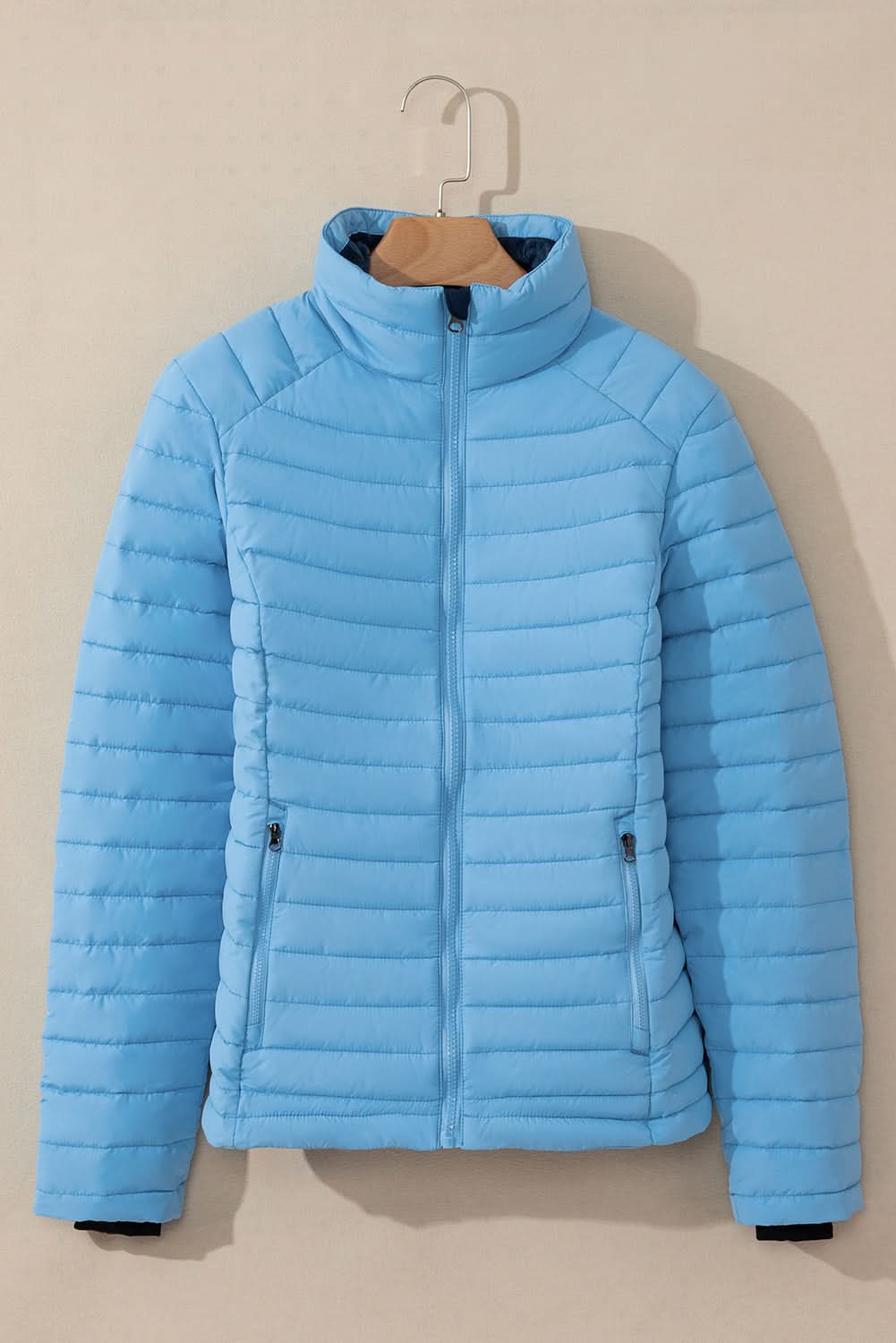 Myosotis Solid Color Quilted Zip-up Puffer Jacket - Love Salve
