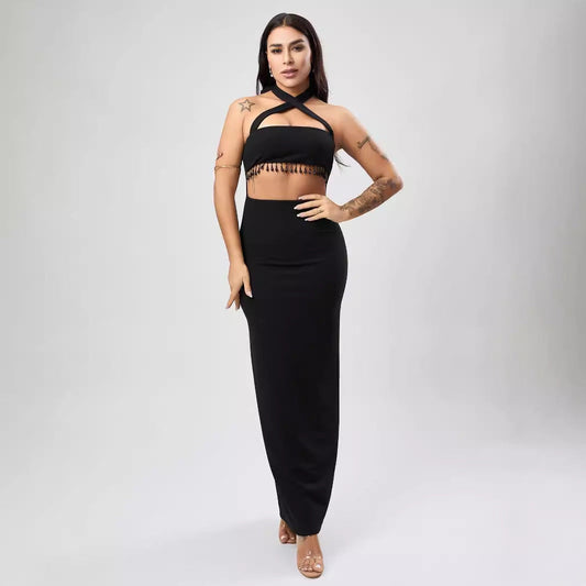 Black Textured Dress Women Wear A Line Dress Sexy Dress Women Bella Mia