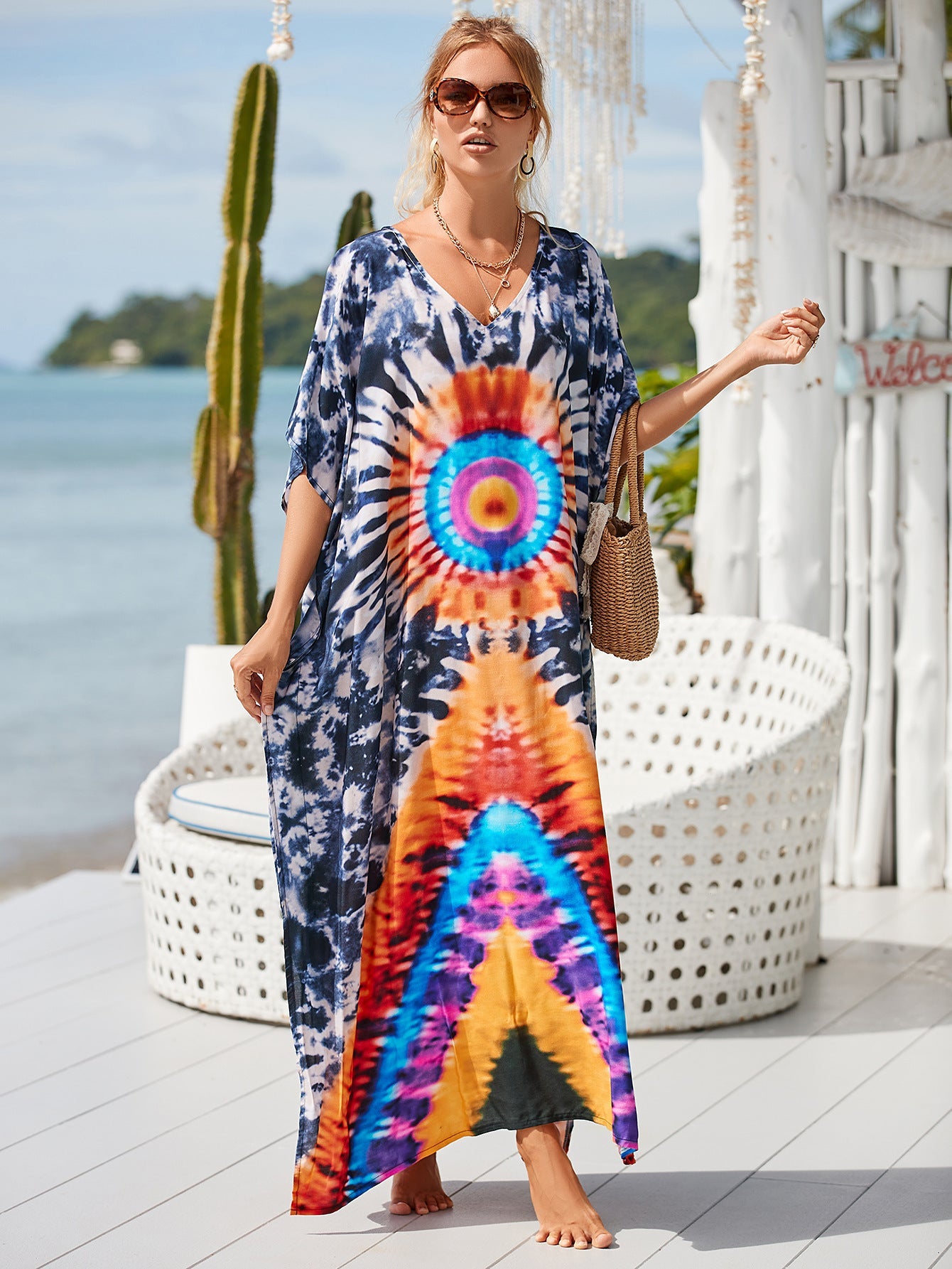 Printed Blouse Holiday Casual Beach Bikini Cover