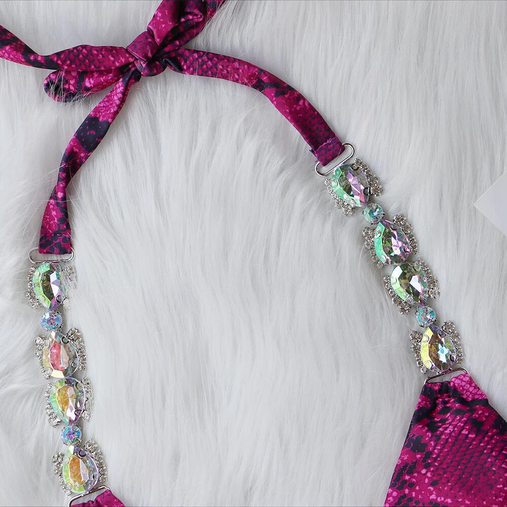 Bikini New Bikini Sexy Snakeskin Printed Crystal Diamond Women Split Swimsuit Beach Swimsuit Bella Mia