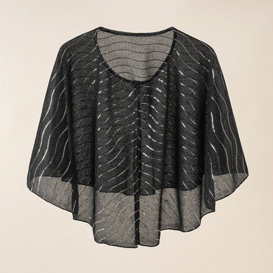 Women Short Silver Line Chiffon Short Shawl Cardigan Coat Korean All Matching Summer Bella Mia