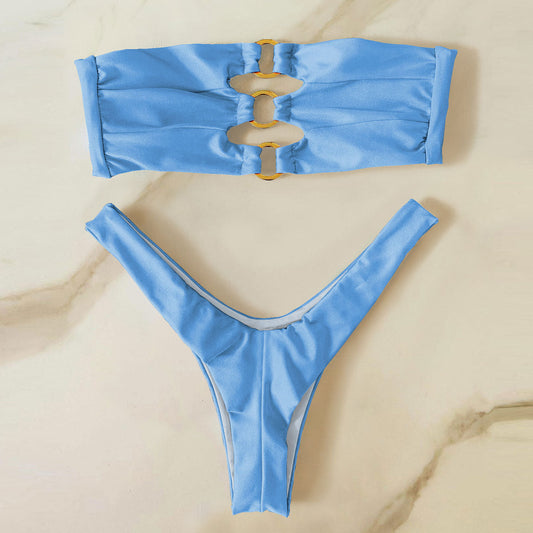 Low Waist High Slit Solid Color Bikini Sexy Split Swimsuit Women Bikini Bella Mia