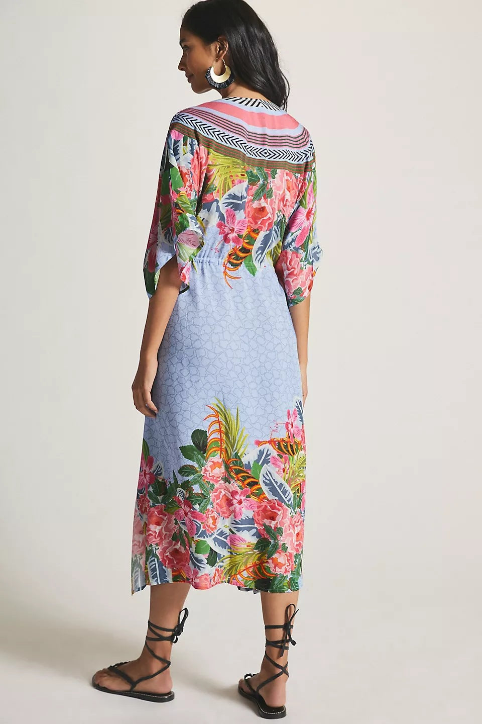 Positioning Two-Head Printed Pull-Belt Blouse Holiday Casual Beach Bikini Cover