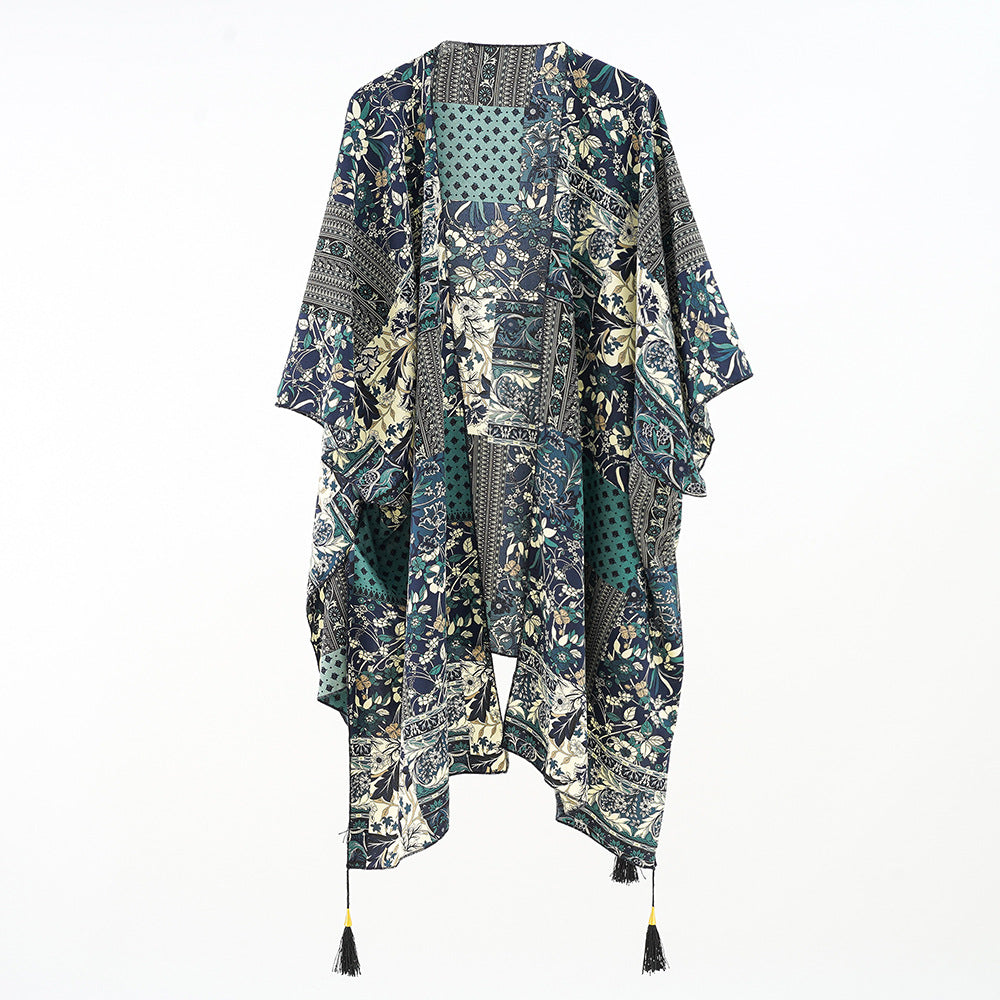 Printed Sunscreen Cardigan Quick Drying Sun Protection Clothing Seaside Vacation Blouse