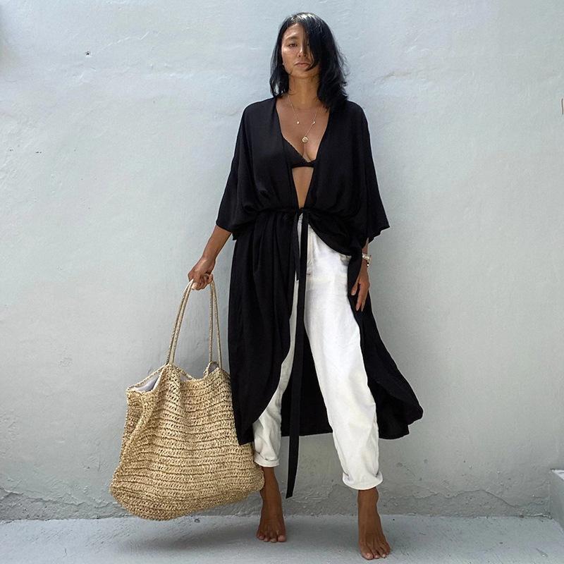 Popular Rayon Multi Color Beach Blouse Loose Cardigan Holiday Sun Protection Blouse after All Blouse