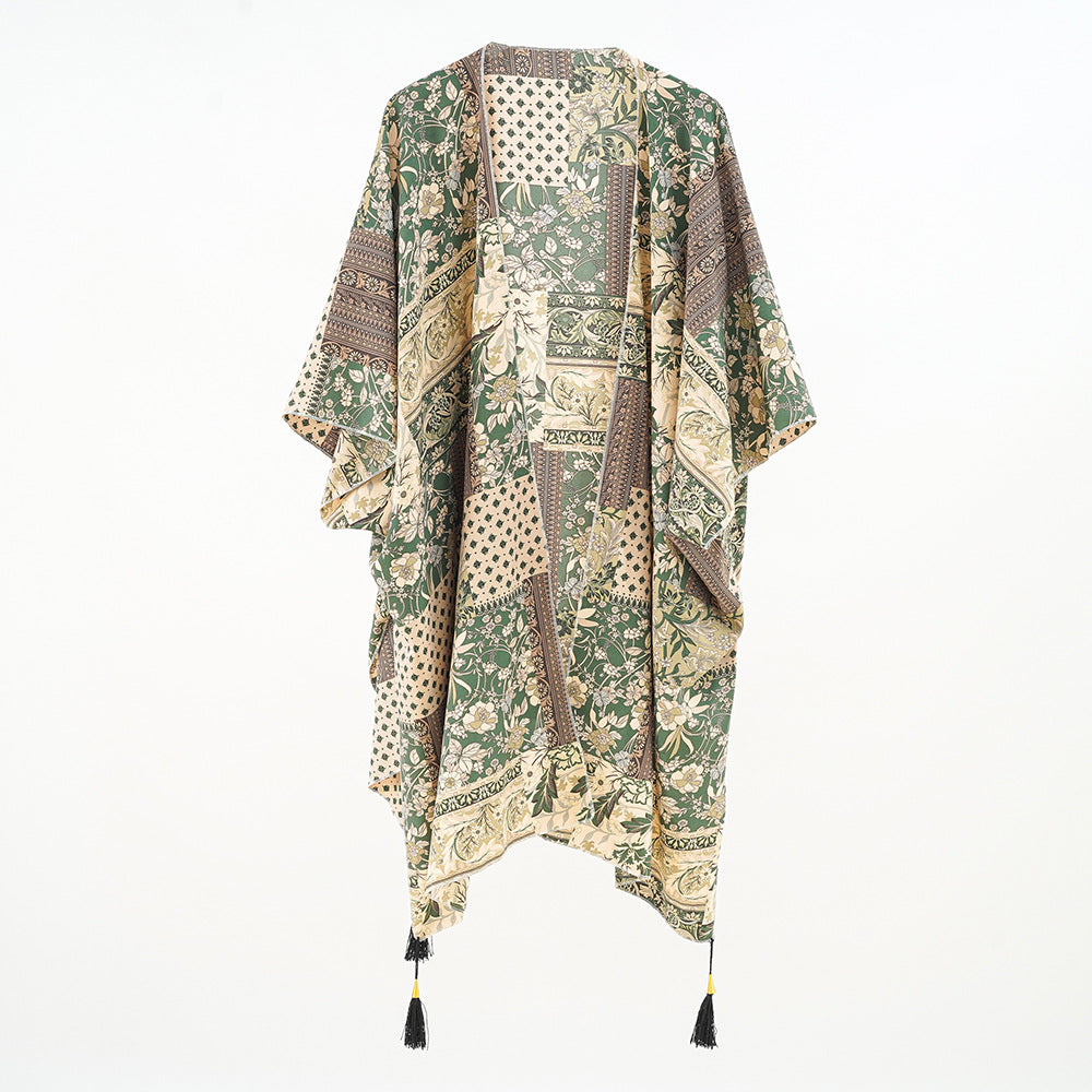Printed Sunscreen Cardigan Quick Drying Sun Protection Clothing Seaside Vacation Blouse