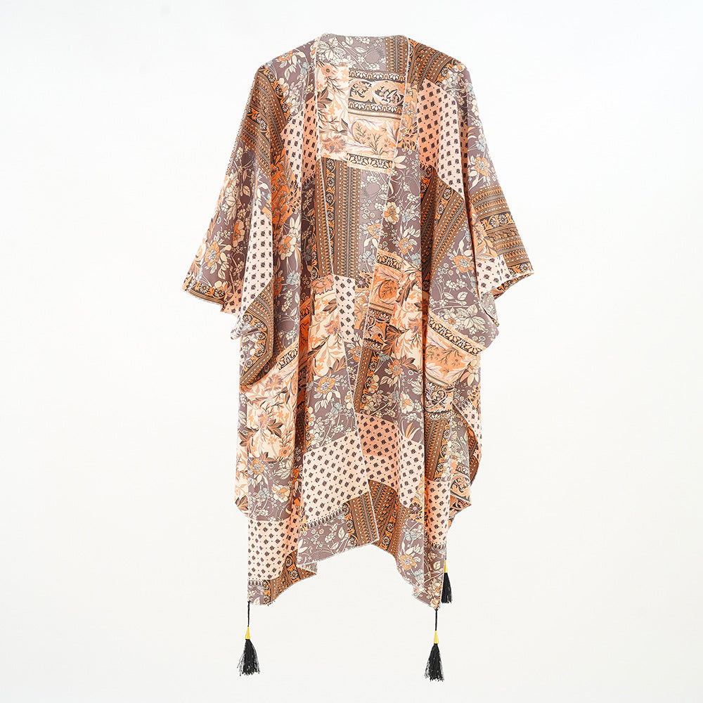 Printed Sunscreen Cardigan Quick Drying Sun Protection Clothing Seaside Vacation Blouse