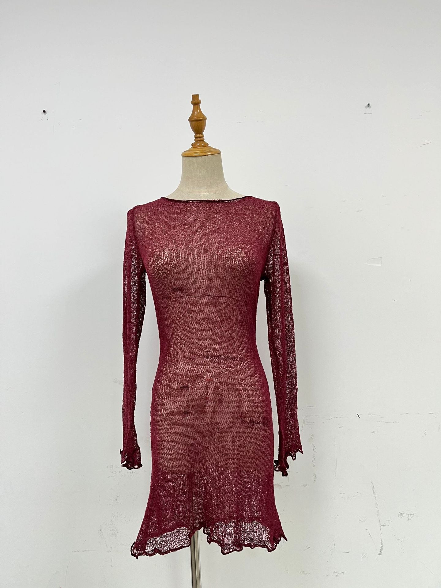 Sexy See Through Backless Slim Fit Comfortable Beach Beach Cover Up Bohemian Woolen Dress