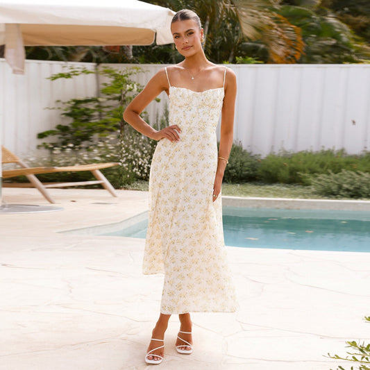 Women Clothing Floral Sexy Strap Backless Vacation Dress Bella Mia