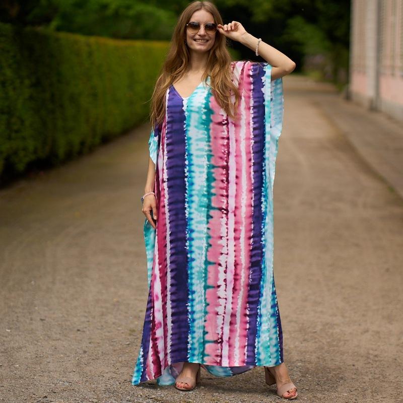 Rayon Positioning Printing Beach Cover up Loose Vacation Dress Beach Cover Up Colors