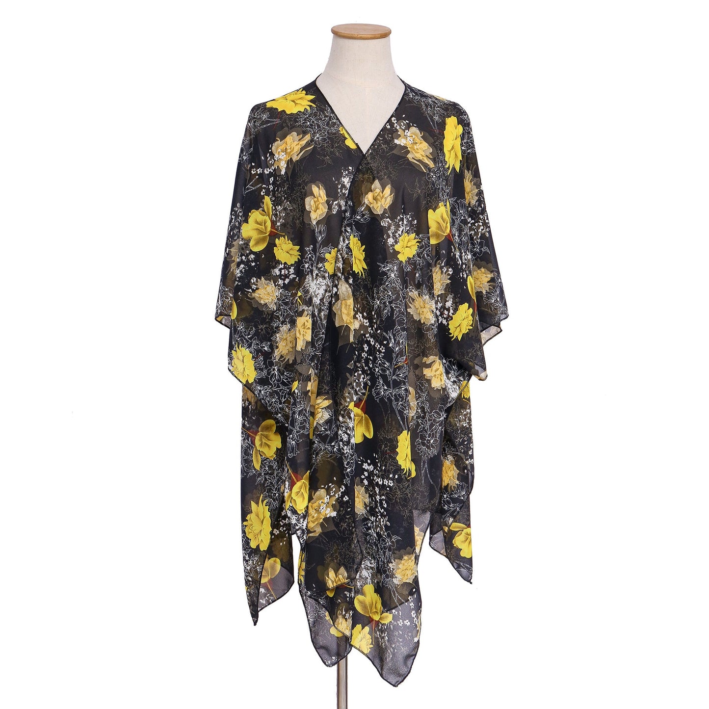 Summer Colorful Floral Print Tassel Sunshade Casual Sun Proof Sun Protection Clothing Mid Length Blouse