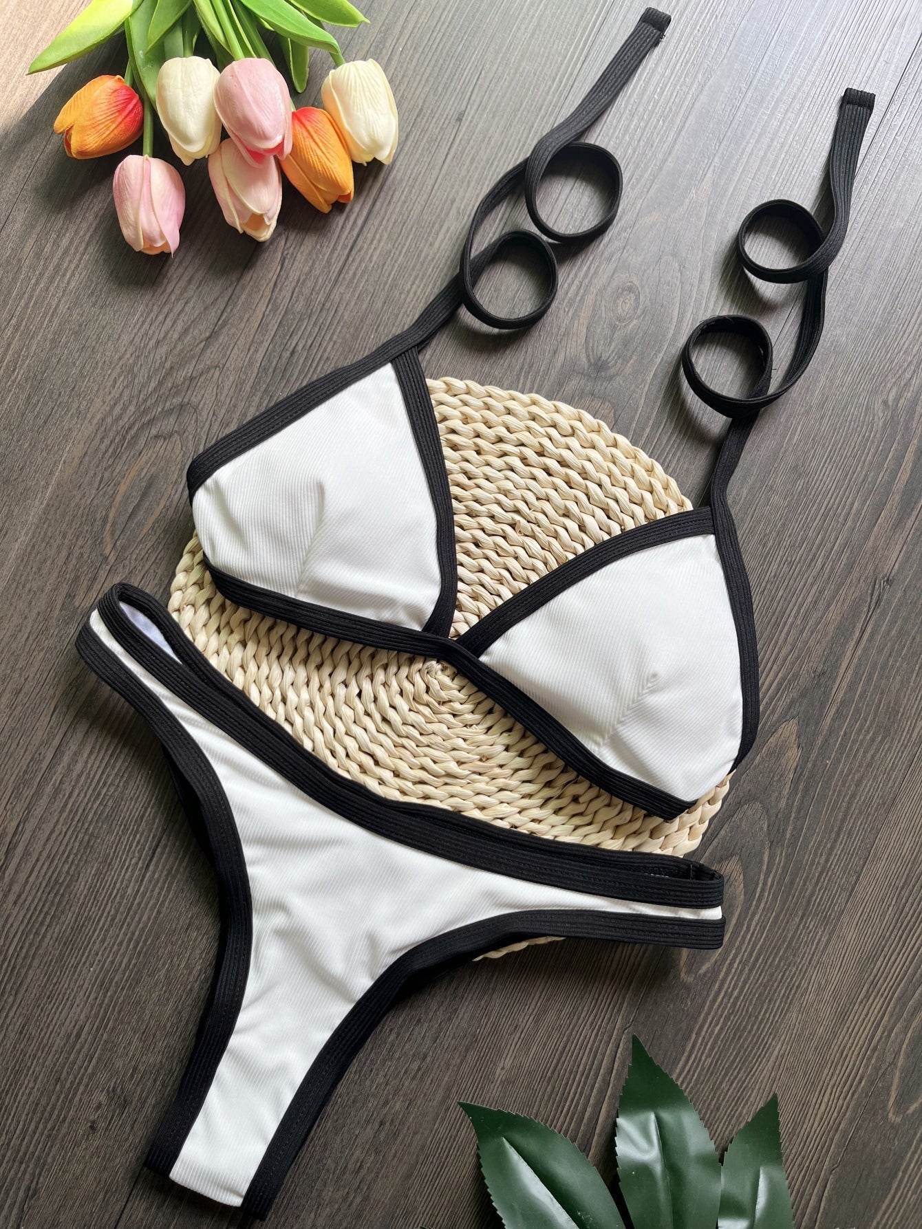 Sunken Stripe Black White Bikini Swimsuit Beach Sexy Women Swimsuit Bella Mia