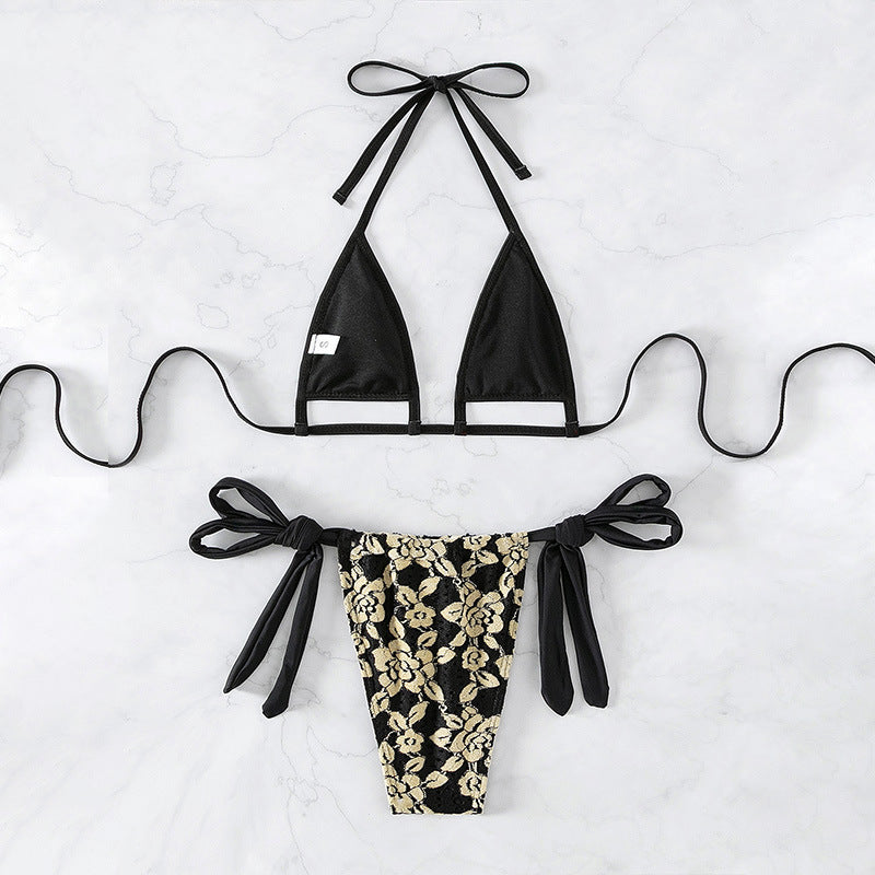 Swimwear Women Lace up Halterneck Split Bikini Three Point Sexy Beach Swimsuit Bella Mia