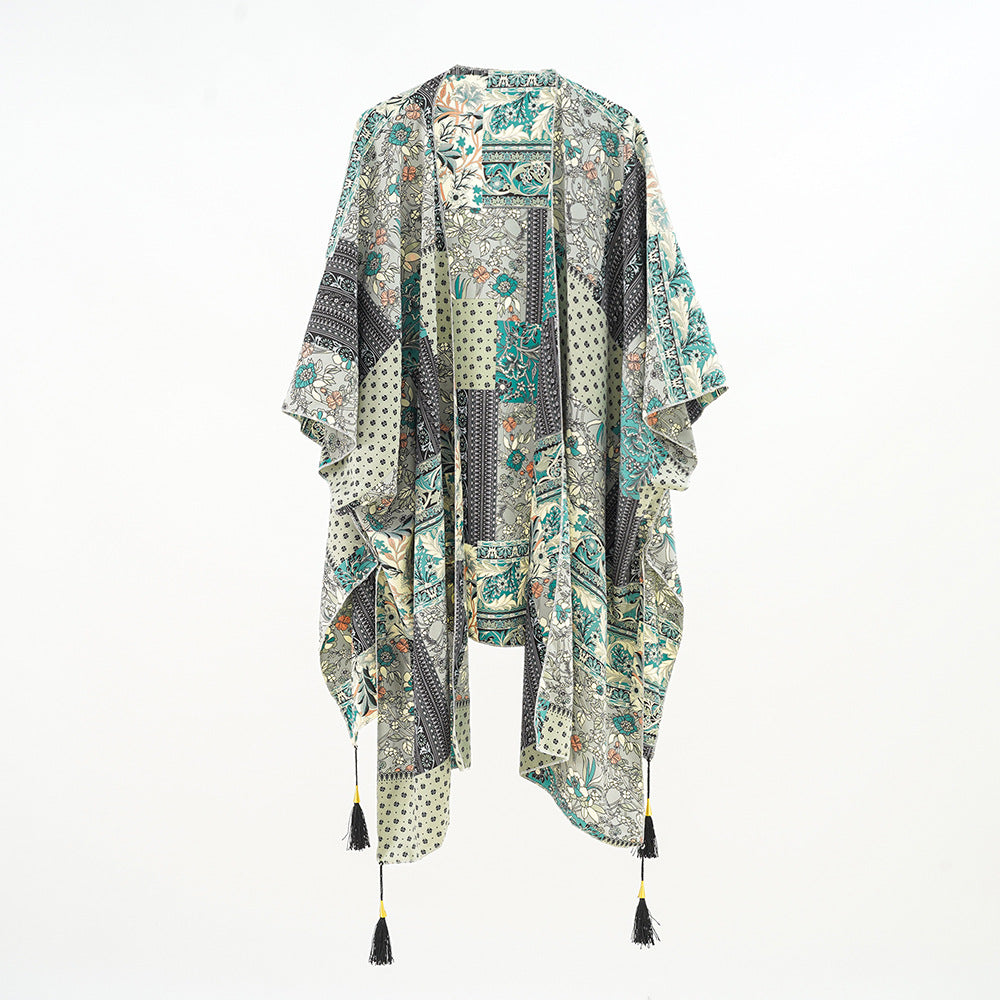 Printed Sunscreen Cardigan Quick Drying Sun Protection Clothing Seaside Vacation Blouse