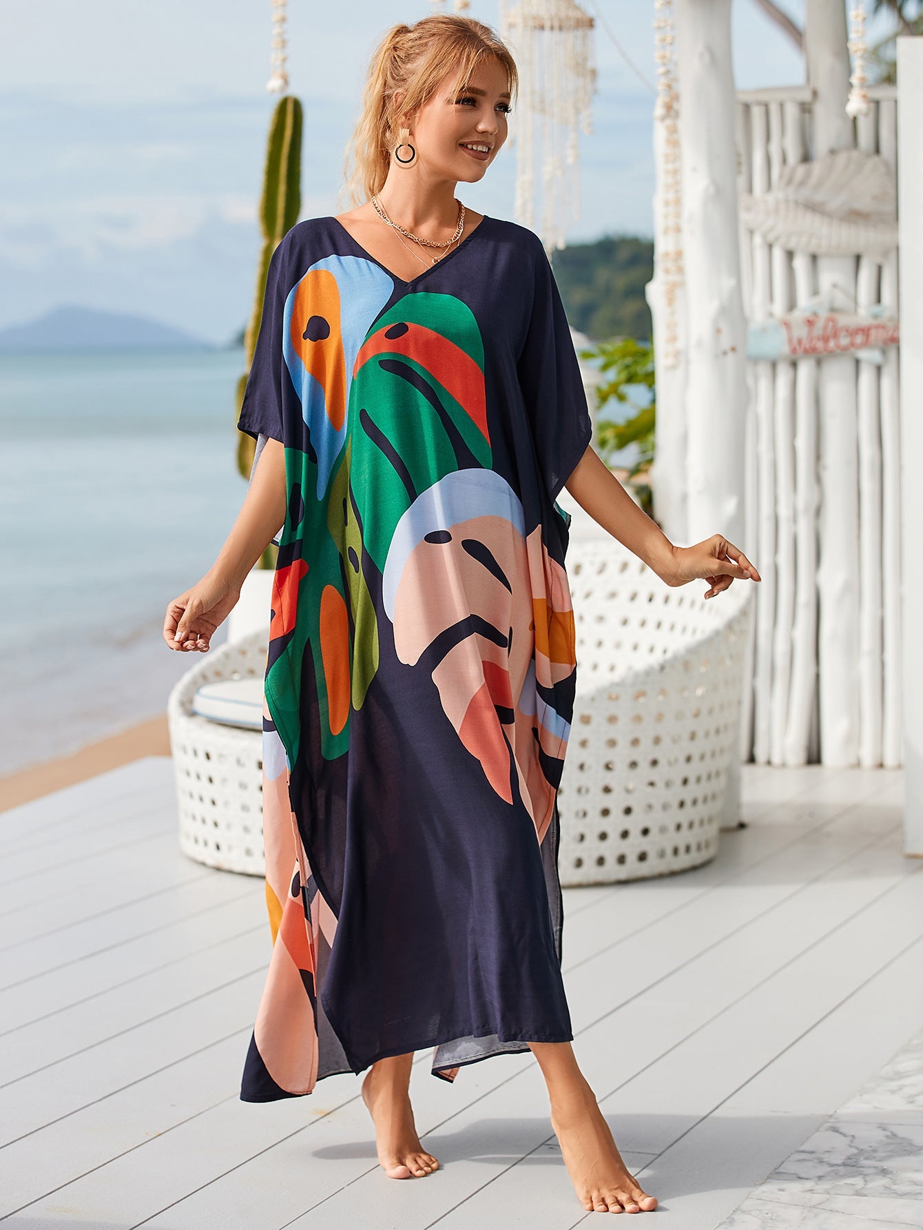 Printed Blouse Holiday Casual Beach Bikini Cover