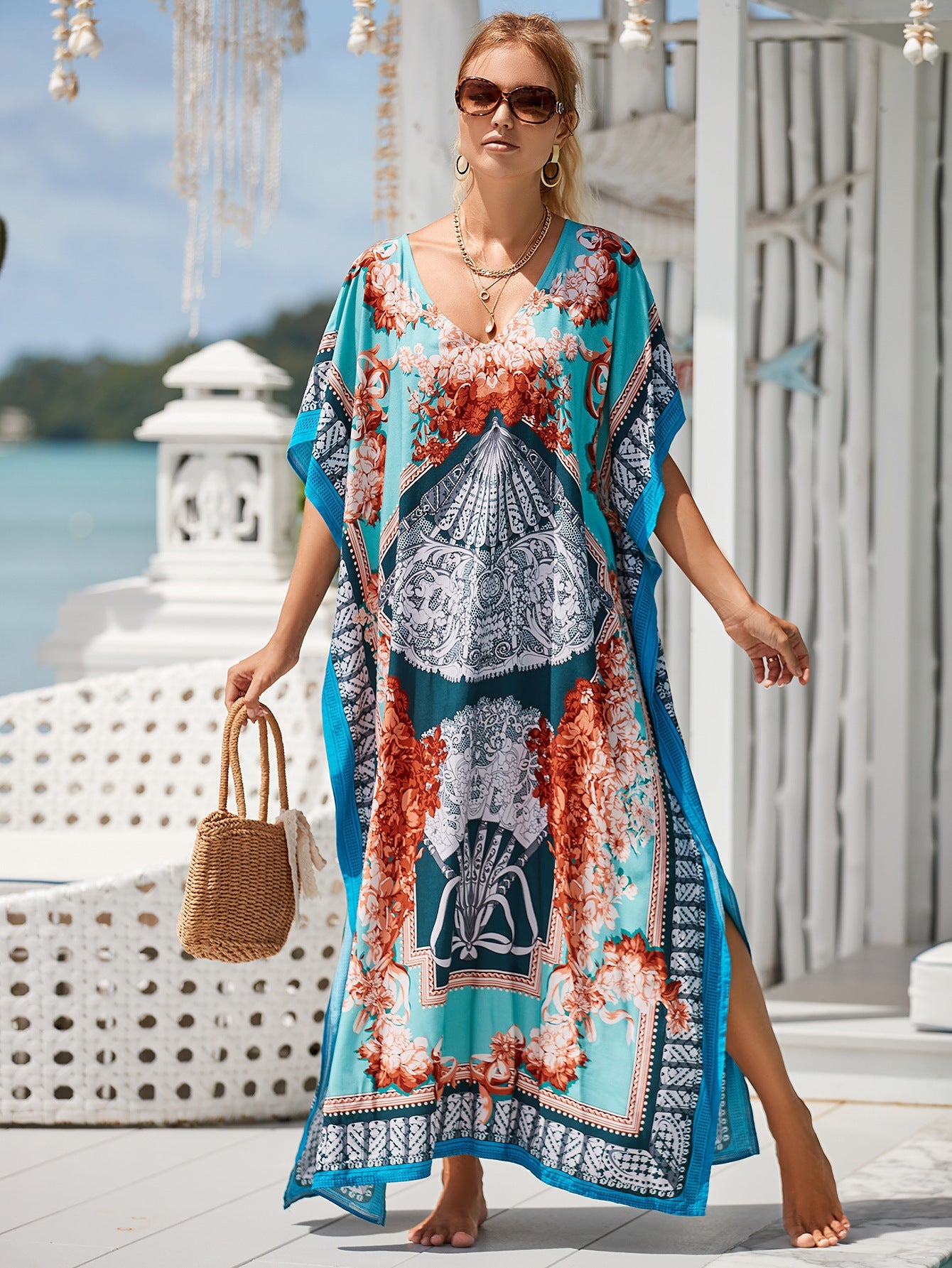 Printed Blouse Holiday Casual Beach Bikini Cover