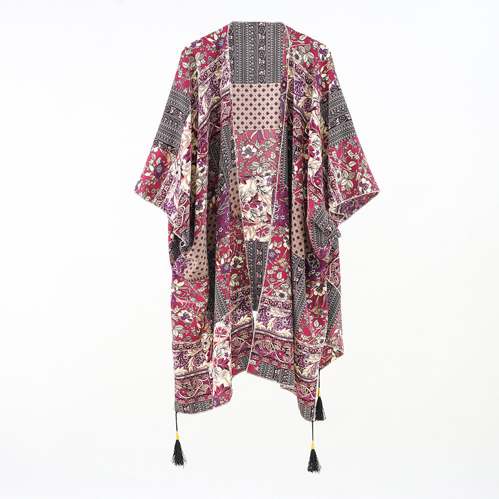 Printed Sunscreen Cardigan Quick Drying Sun Protection Clothing Seaside Vacation Blouse