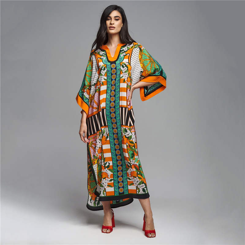 Positioning Printing Ethnic Beach Cover up Loose Robe Sun Protection Shirt Beach Cover Up