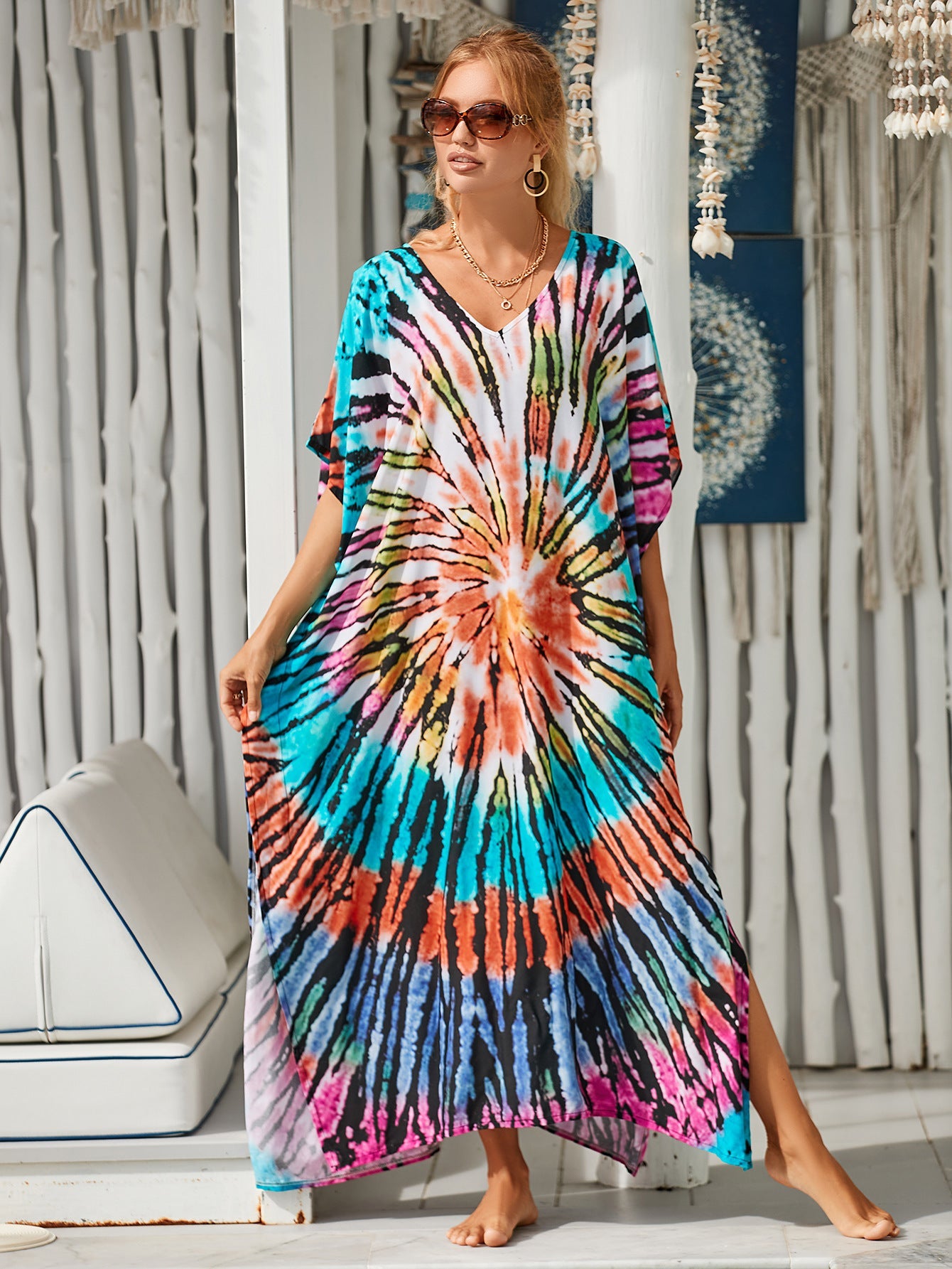 Printed Blouse Holiday Casual Beach Bikini Cover