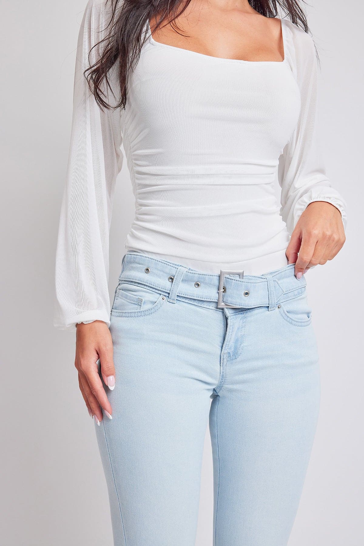 Women's Belted Flare Jeans - Love Salve