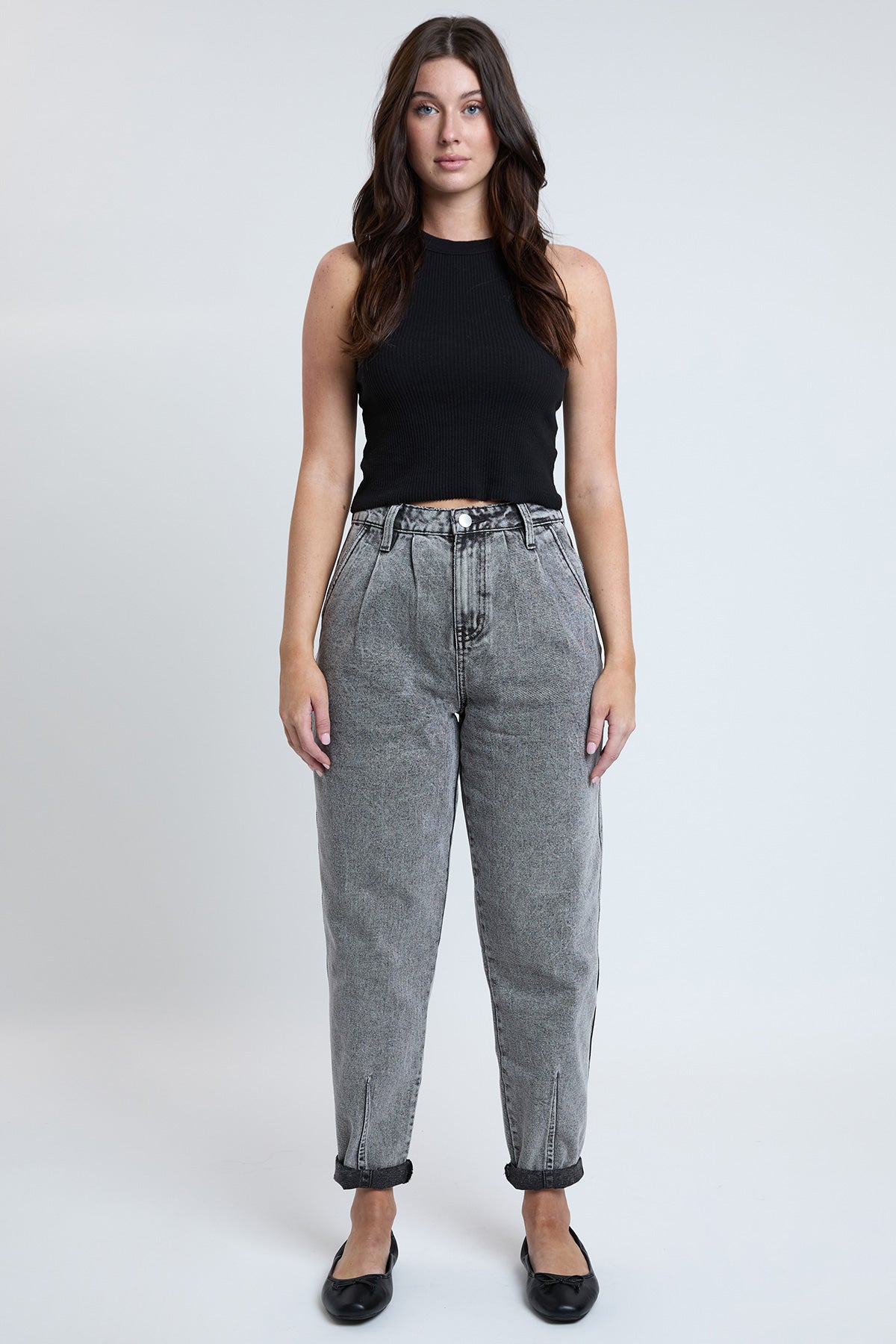 Women's Pleated Mom Jeans - Love Salve