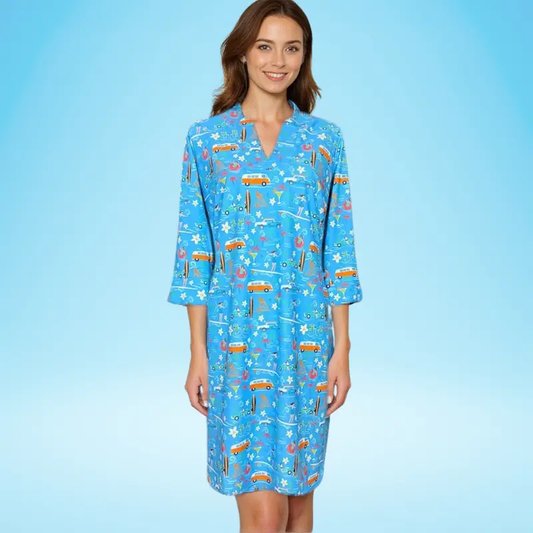 Vero Beach Tunic Dress Good Vibrations Blue Womens Casual Katherine Way