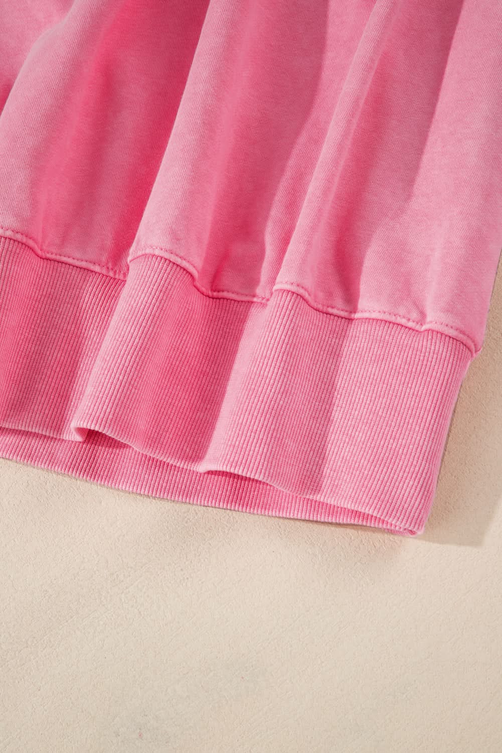 Pink Solid Snap Buttons Collared Balloon Sleeve Oversized Sweatshirt - Love Salve