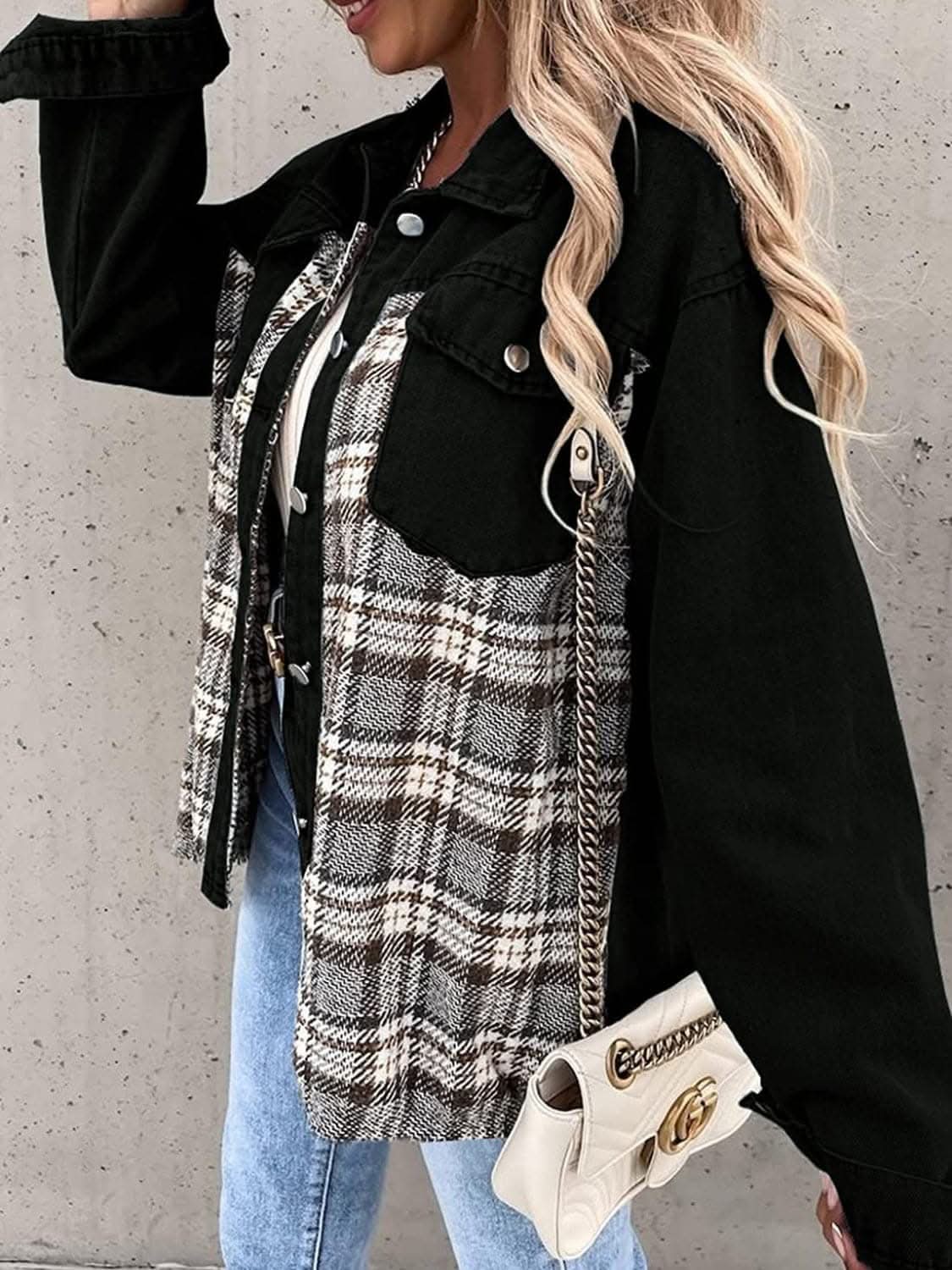 Plaid Oversized Cotton Jacket - Love Salve